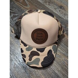Nissun Cap Dirt Poor Farm Camo Trucker Hat Mens Tan Brown Mesh Snapback Hat